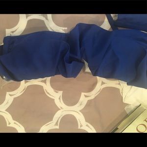 Blue ruffle bandeau bathing suit top